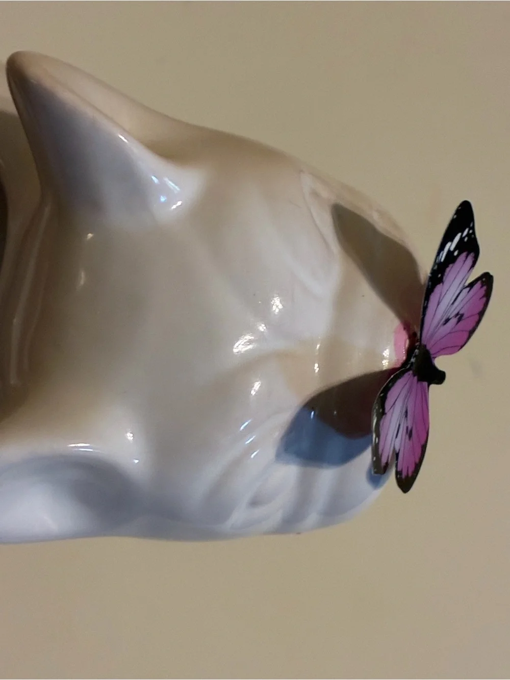 Spritz White Ceramic French Bulldog Vase with Pink Butterfly Accent